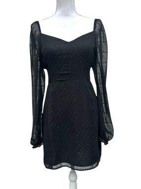 Leith Swiss Dot black dress S